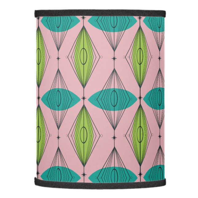 Atomic Pink Ogee & Starburst Lampshade (Left)