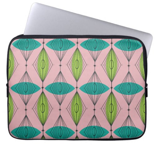 Atomic Pink Ogee  Starburst Laptop Sleeve