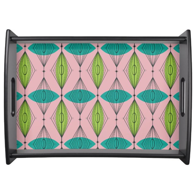 Atomic Pink Ogee & Starburst Large Serving Tray (Front)