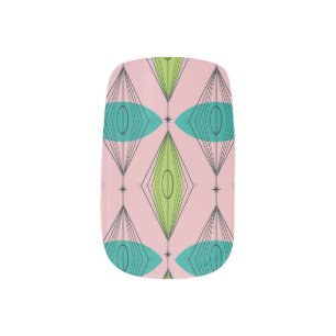 Atomic Pink Ogee & Starburst Nail Art Decals