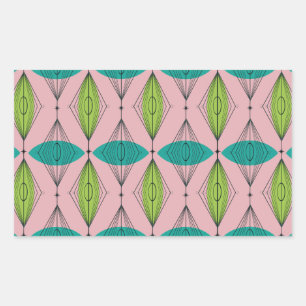Atomic Pink Ogee & Starburst Rectangle Stickers