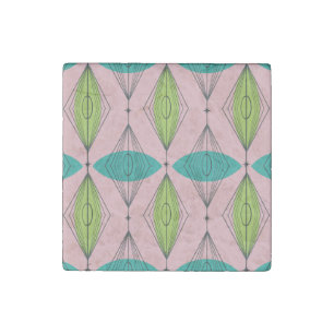 Atomic Pink Ogee & Starburst Stone Magnets