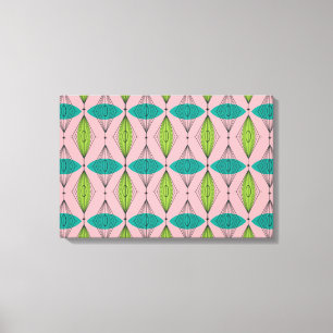 Atomic Pink Ogee & Starburst Wrapped Canvas Print