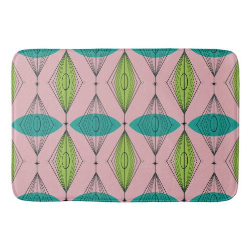 Atomic Pink Ogee  Starbursts Bath Mat