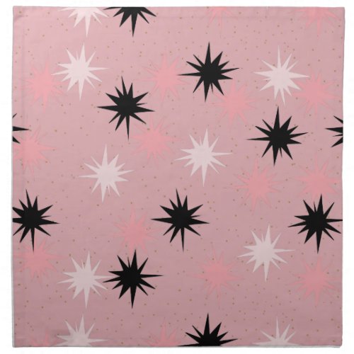 Atomic Pink Starbursts Cloth Napkins