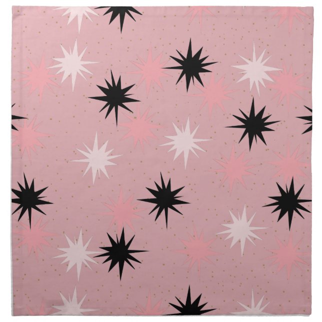 Atomic Pink Starbursts Cloth Napkins (Front)