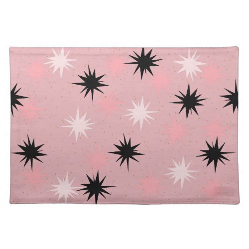 Atomic Pink Starbursts Cloth Placemat