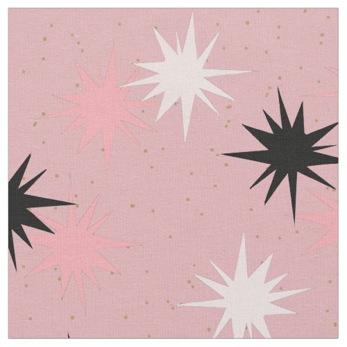 Atomic Pink Starbursts Combed Cotton Fabric