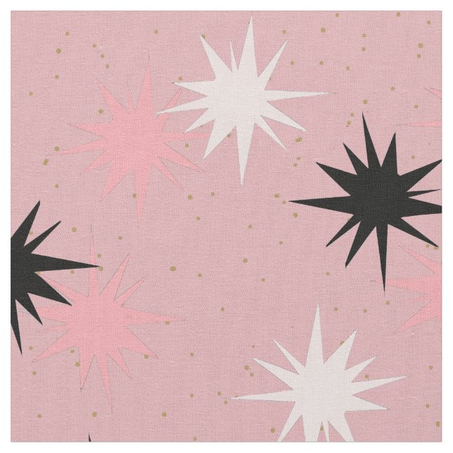 Atomic Pink Starbursts Combed Cotton Fabric (Close Up)