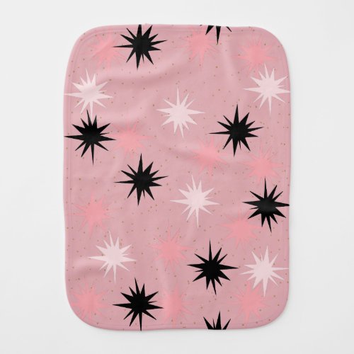 Atomic Pink Starbursts Customizable Burp Cloth