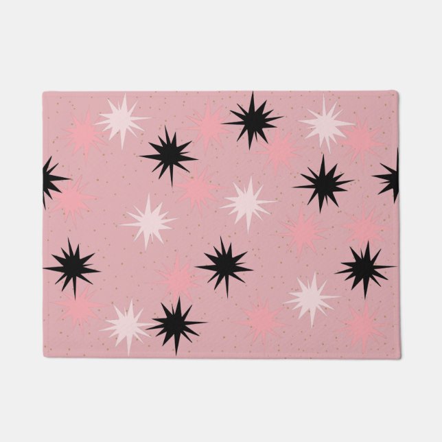 Atomic Pink Starbursts Door Mat (Front)