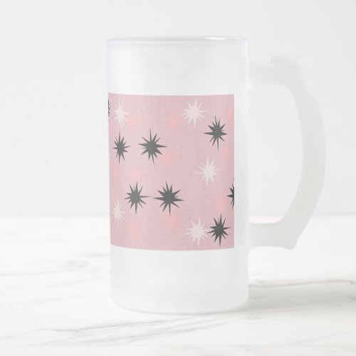 Atomic Pink Starbursts Frosted Glass Mug