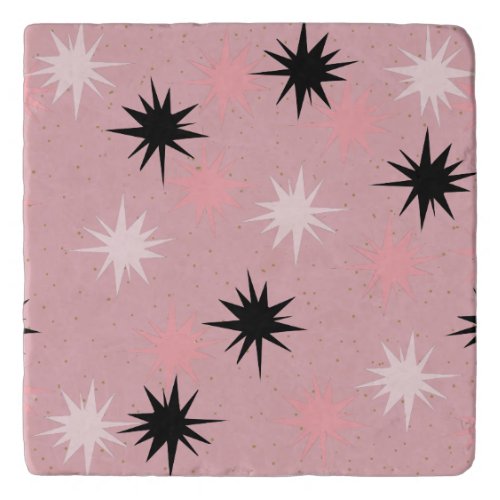 Atomic Pink Starbursts Marble Stone Trivet