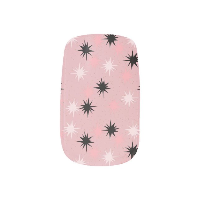 Atomic Pink Starbursts Minx Nail Art (Left Thumb)