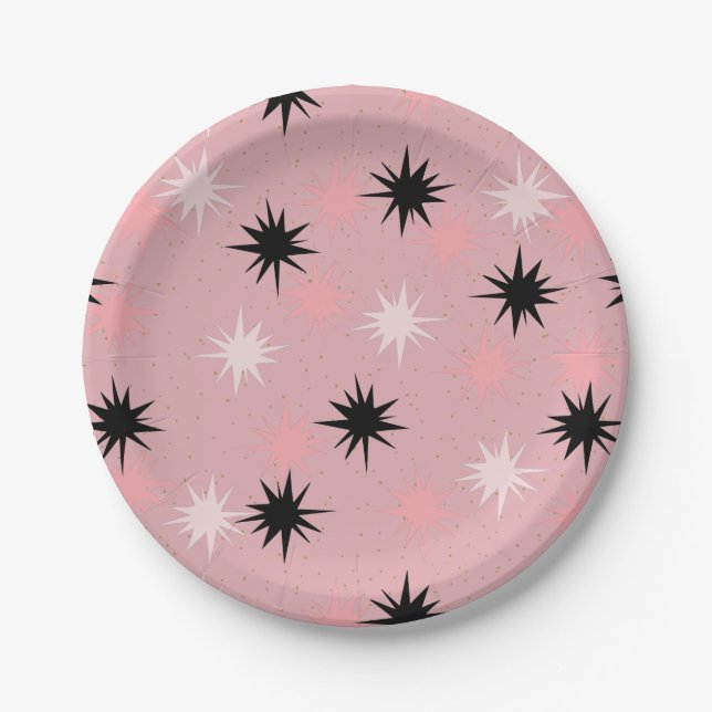 Atomic Pink Starbursts Paper Plate (Front)