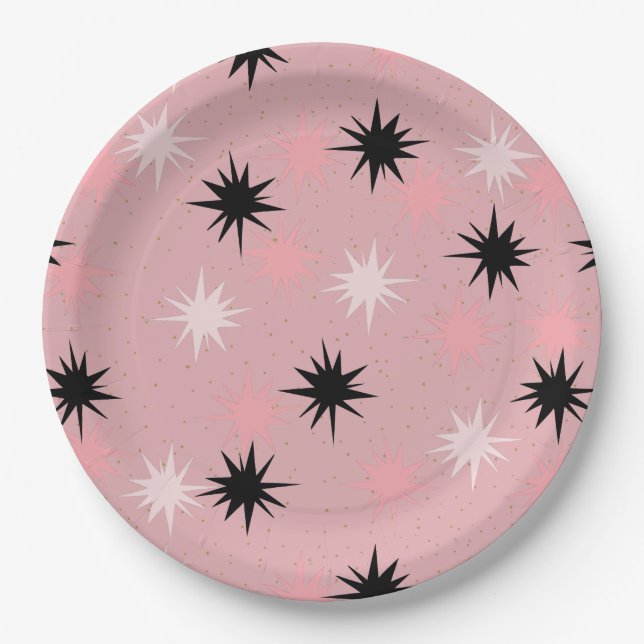 Atomic Pink Starbursts Paper Plate (Front)