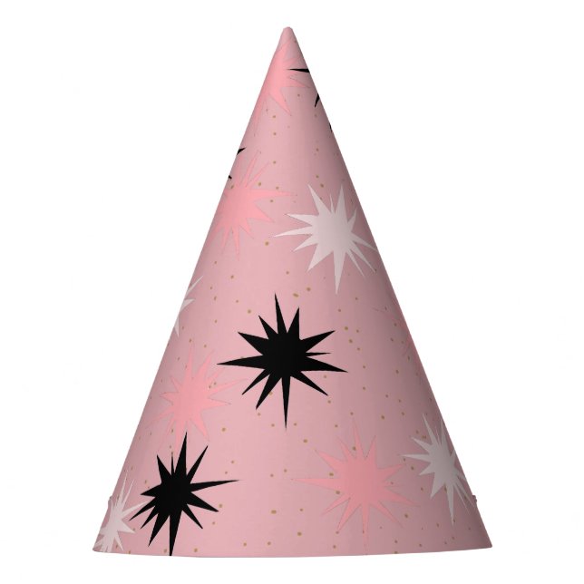Atomic Pink Starbursts Party Hats (Front)