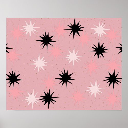 Atomic Pink Starbursts Poster