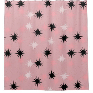 Atomic Pink Starbursts Shower Curtain