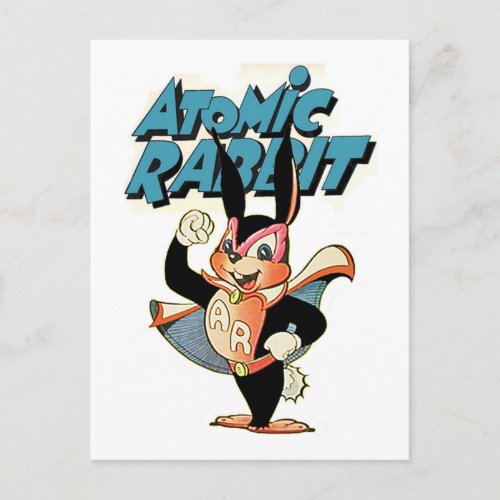 Atomic Rabbit funny cartoon art superhero Postcard