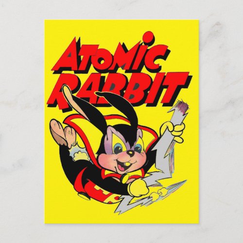 Atomic Rabbit funny furry animal superhero Postcard