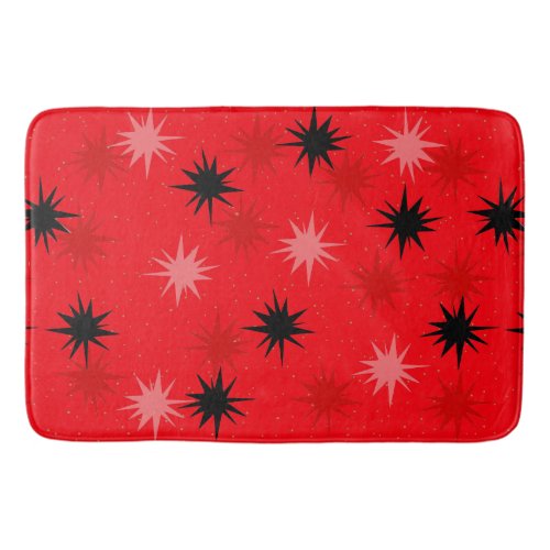 Atomic Red Starbursts Bath Mat