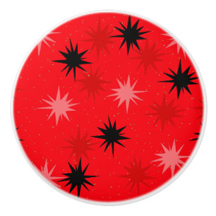Atomic Red Starbursts Ceramic Knob