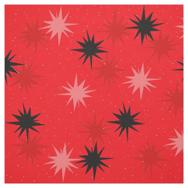 Atomic Red Starbursts Combed Cotton Fabric (Swatch)