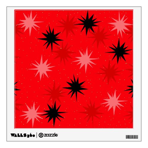 Atomic Red Starbursts Wall Decal