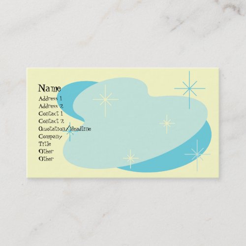 Atomic Retro Aqua Blue &amp; Cream Business Cards
