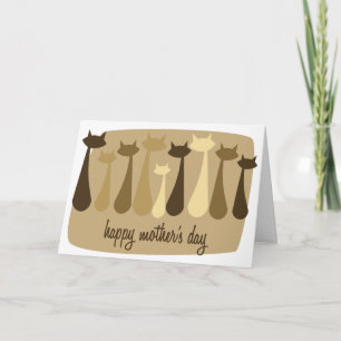 Atomic Retro Cat Mother's Day Card in Browns