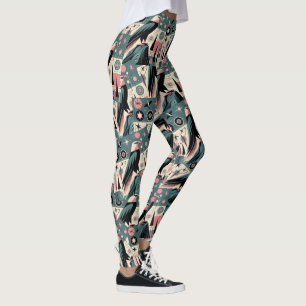 Atomic Retro Eagle Geometric Design Leggings