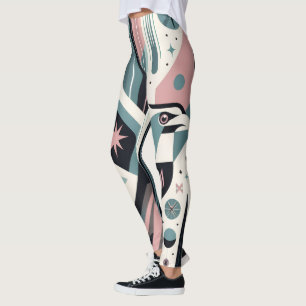 Atomic Retro Eagle Geometric Pattern   Leggings