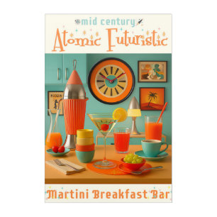 Atomic Retro Futuristic Martini Breakfast Bar Acrylic Print