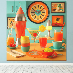 Atomic Retro Futuristic Martini Breakfast Bar Canvas Print