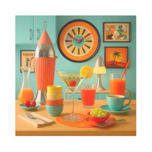 Atomic Retro Futuristic Martini Breakfast Bar Metal Print