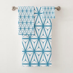 Atomic Retro Pattern Blue Bath Towel Set