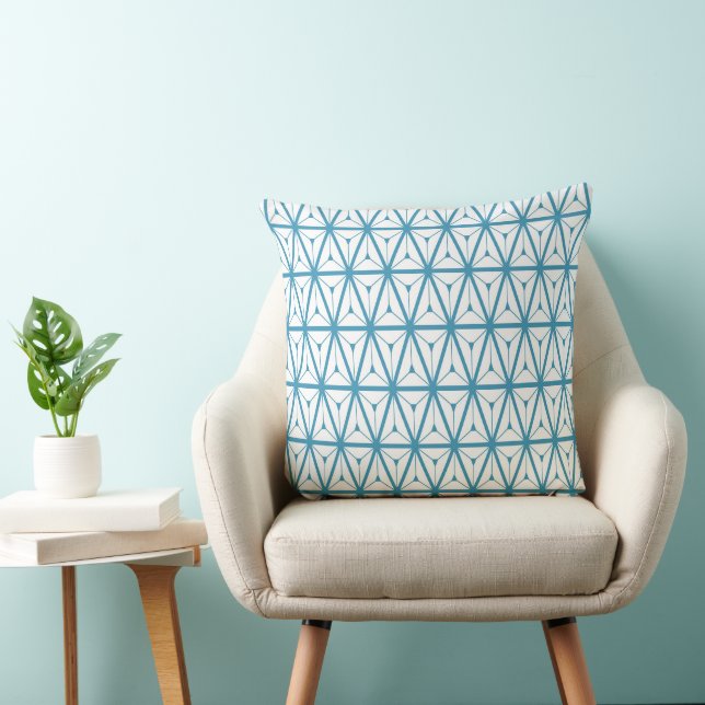 Atomic Retro Pattern Blue Throw Pillow (Chair)