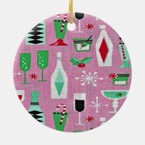 Atomic Retro Pink Christmas Ornament
