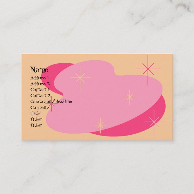 Atomic Retro Pink & Peach Business Card (Front)