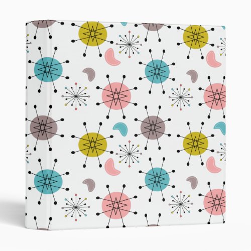 Atomic Retro Starburst Pattern 3 Ring Binder