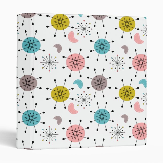 Atomic Retro Starburst Pattern 3 Ring Binder (Front/Spine)