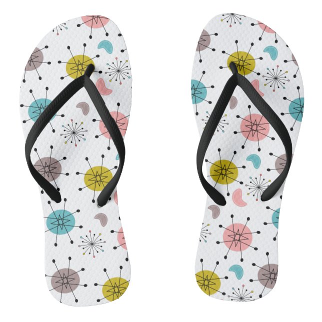 Atomic Retro Starburst Pattern Flip Flops (Footbed)