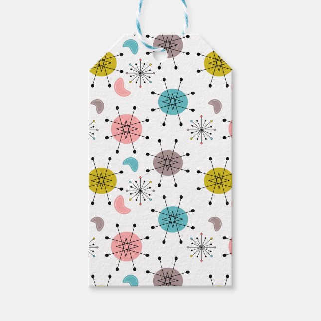 Atomic Retro Starburst Pattern Gift Tags (Front)