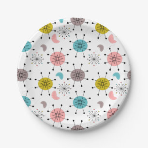 Atomic Retro Starburst Pattern Paper Plates