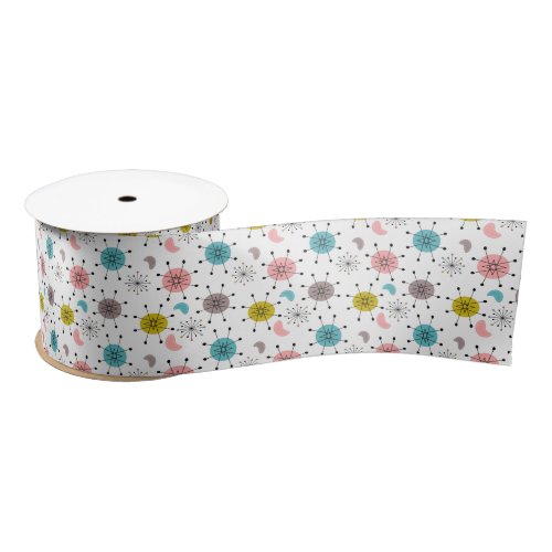 Atomic Retro Starburst Pattern Satin Ribbon