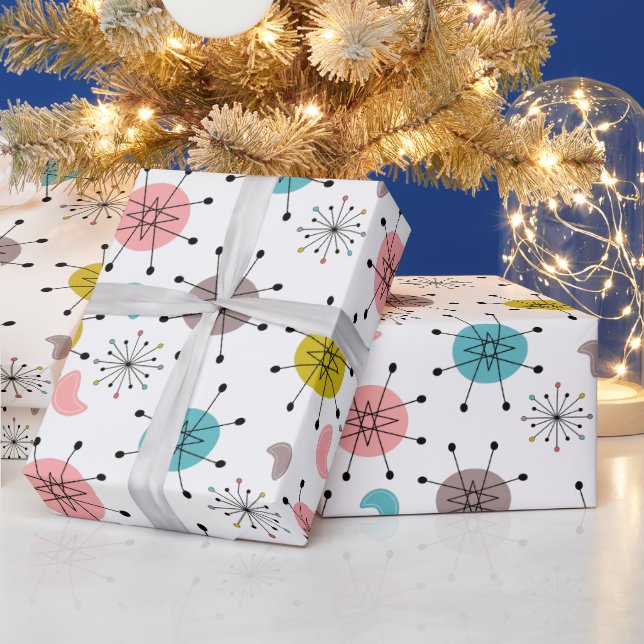Atomic Retro Starburst Pattern Wrapping Paper (Holidays)