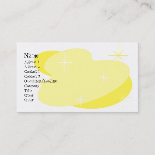 Customizable Atomic Retro Yellow &amp; White Business Cards