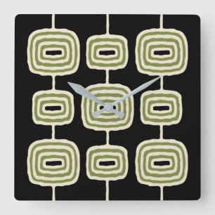 Atomic Rings Abstract Pattern Square Wall Clock