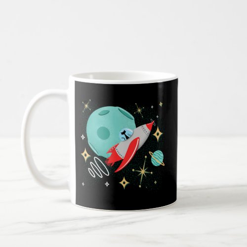 Atomic Rocket Cat Mid_Century Cat Futuristic Space Coffee Mug
